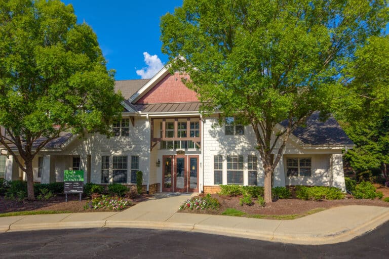 Greenway at Mallard Creek Apartments in Charlotte front entrance to the leasing office.